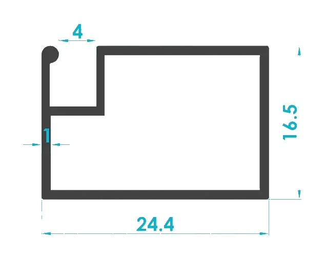 17x25 Menteşeli Sineklik Profili (1mm) Kesit Çizimi