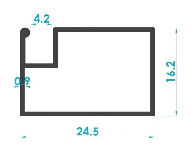 17x25 Menteşeli Sineklik Profili (0.85mm) Kesit Çizimi