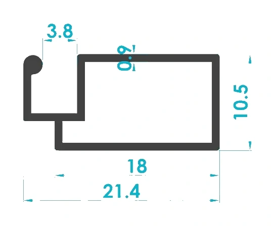 10x20 Menteşeli Sineklik Profili (0.85mm) Kesit Çizimi