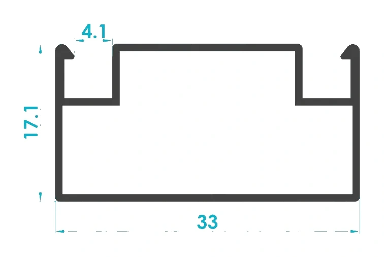 17x25 Menteşeli Sineklik Orta Kayıt Profili (0.8mm) Kesit Çizimi