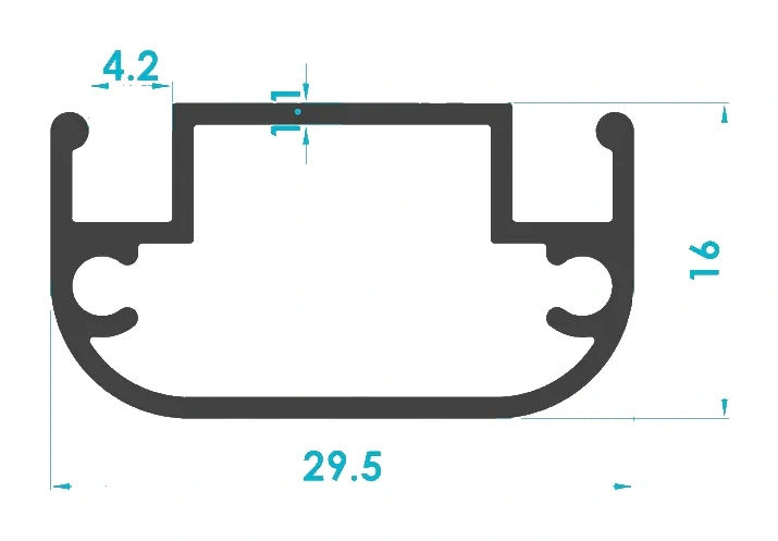 17x25 Menteşeli Sineklik Orta Kayıt Profili (1.1mm) Kesit Çizimi