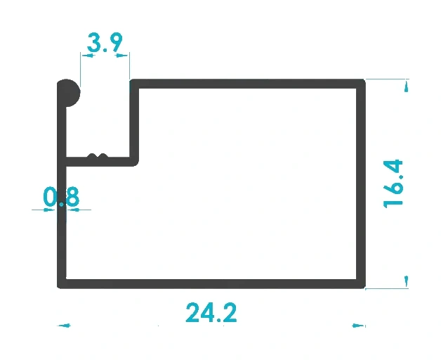 17x25 Menteşeli Sineklik Profili (0.7mm) Kesit Çizimi